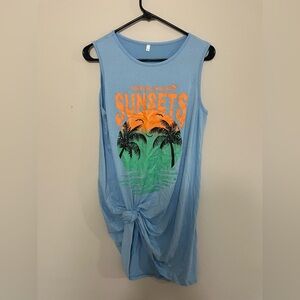 Forever Chasing Sunsets Blue Tank Dress